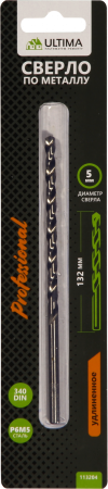 Сверло по металлу Ultima спиральное, удлиненное, P6M5, 5,0х132 мм Сверло по металлу Ultima спиральное, удлиненное, P6M5, 5,0х132 мм