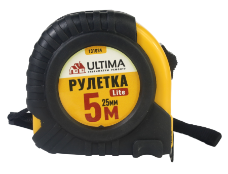 Рулетка Ultima Lite, 5мх25мм, обрезиненный пластиковый корпус