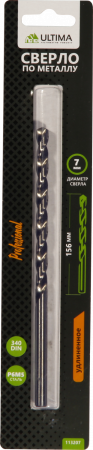 Сверло по металлу Ultima спиральное, удлиненное, P6M5, 7,0х156 мм Сверло по металлу Ultima спиральное, удлиненное, P6M5, 7,0х156 мм